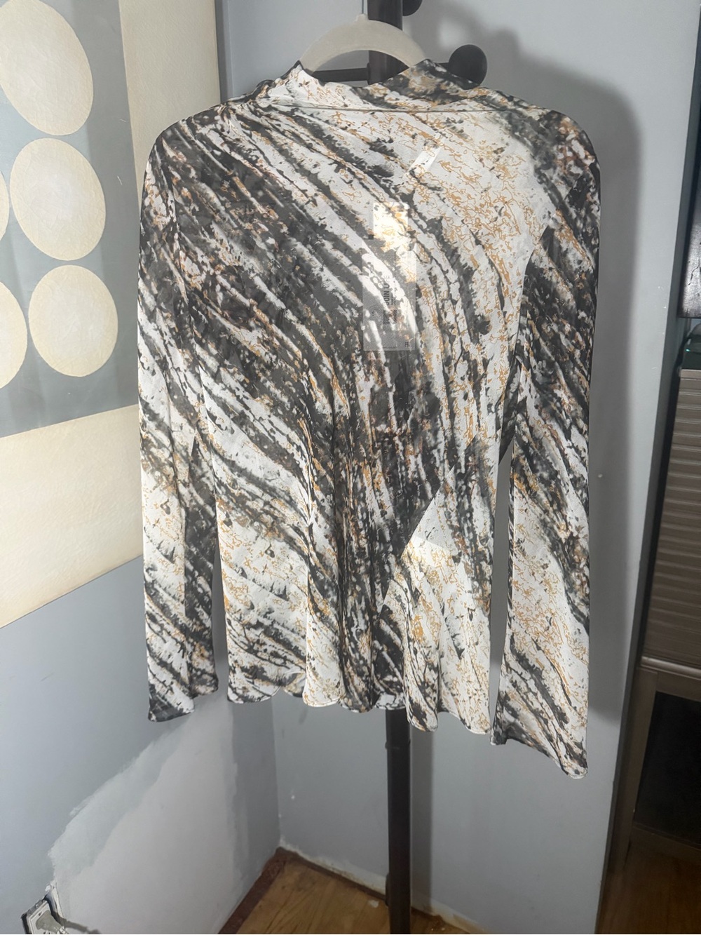 Zara Women's Marble-Print Long Sleeve Skirt in Black and Cream